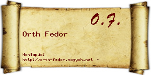 Orth Fedor névjegykártya